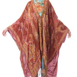 Aratta Marie Poncho Wrap Kimono Multicolor Paisley Scarf